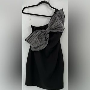 Latiste black mini dress with crystal embellished bow